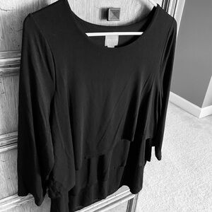 Chico's Black Layered Long-Sleeve Tunic Top